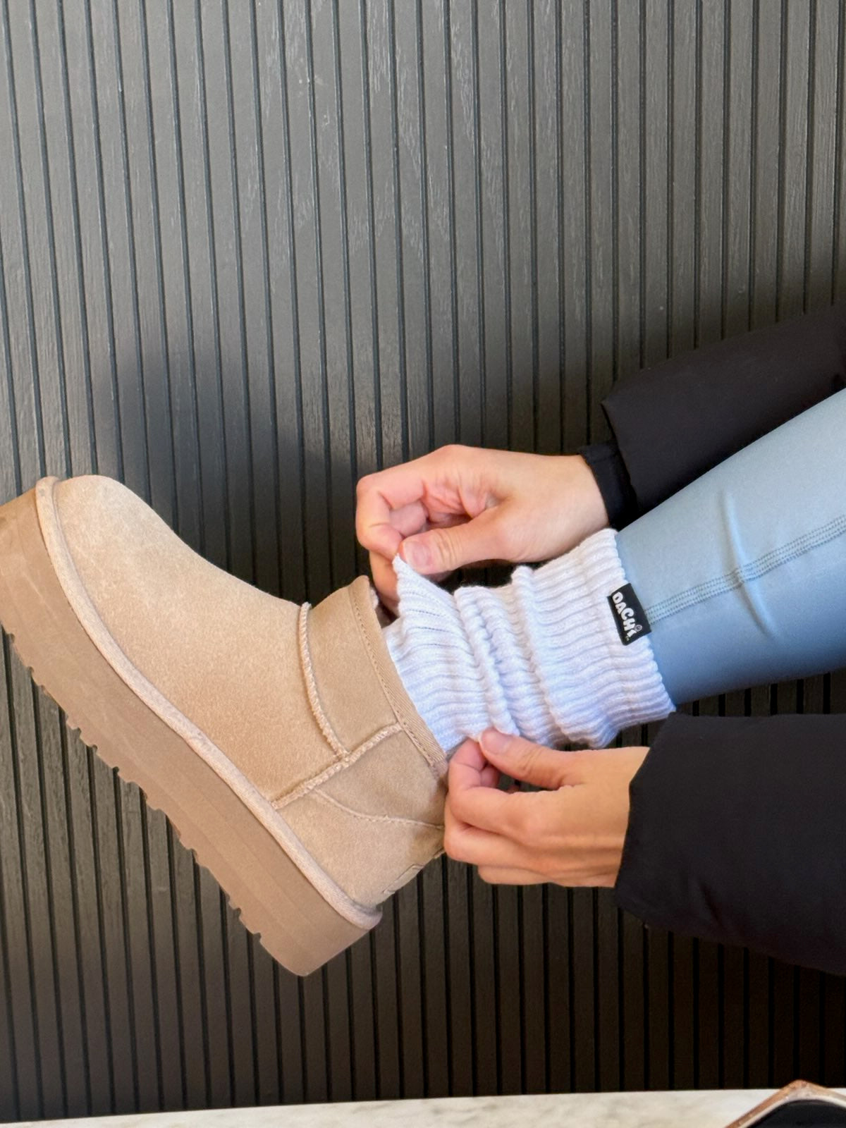 White Slouch Sock White Dachi Signature Heart Grips